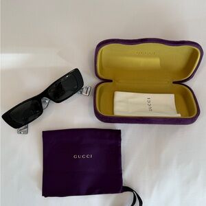 Gucci Black Sunglasses with Purple and Yellow Case
